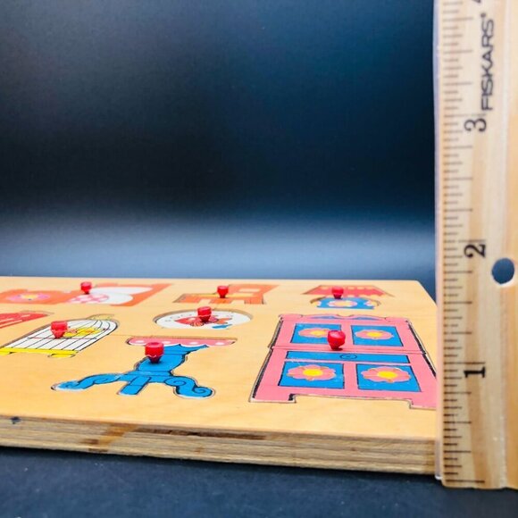 70s Simplex Toys Wooden Cutouts Puzzle Groovy Furniture and Pets - Picture 9 of 10